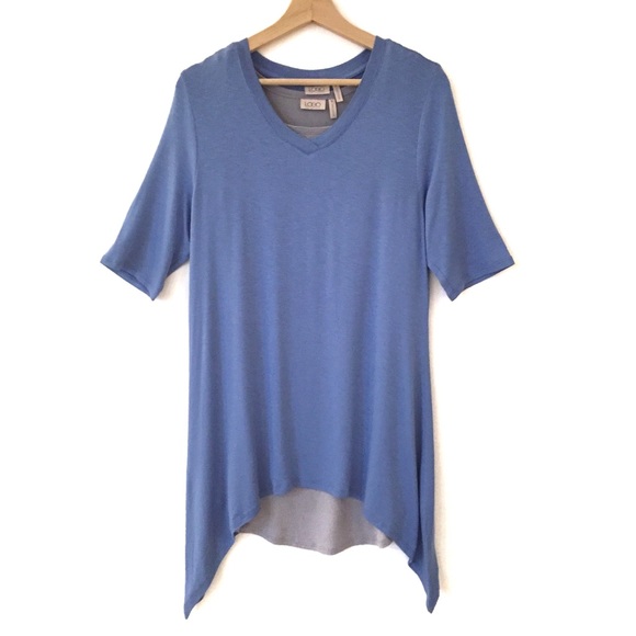 NEW Logo Lagenlook Layered Blue Gray Tunic Set M